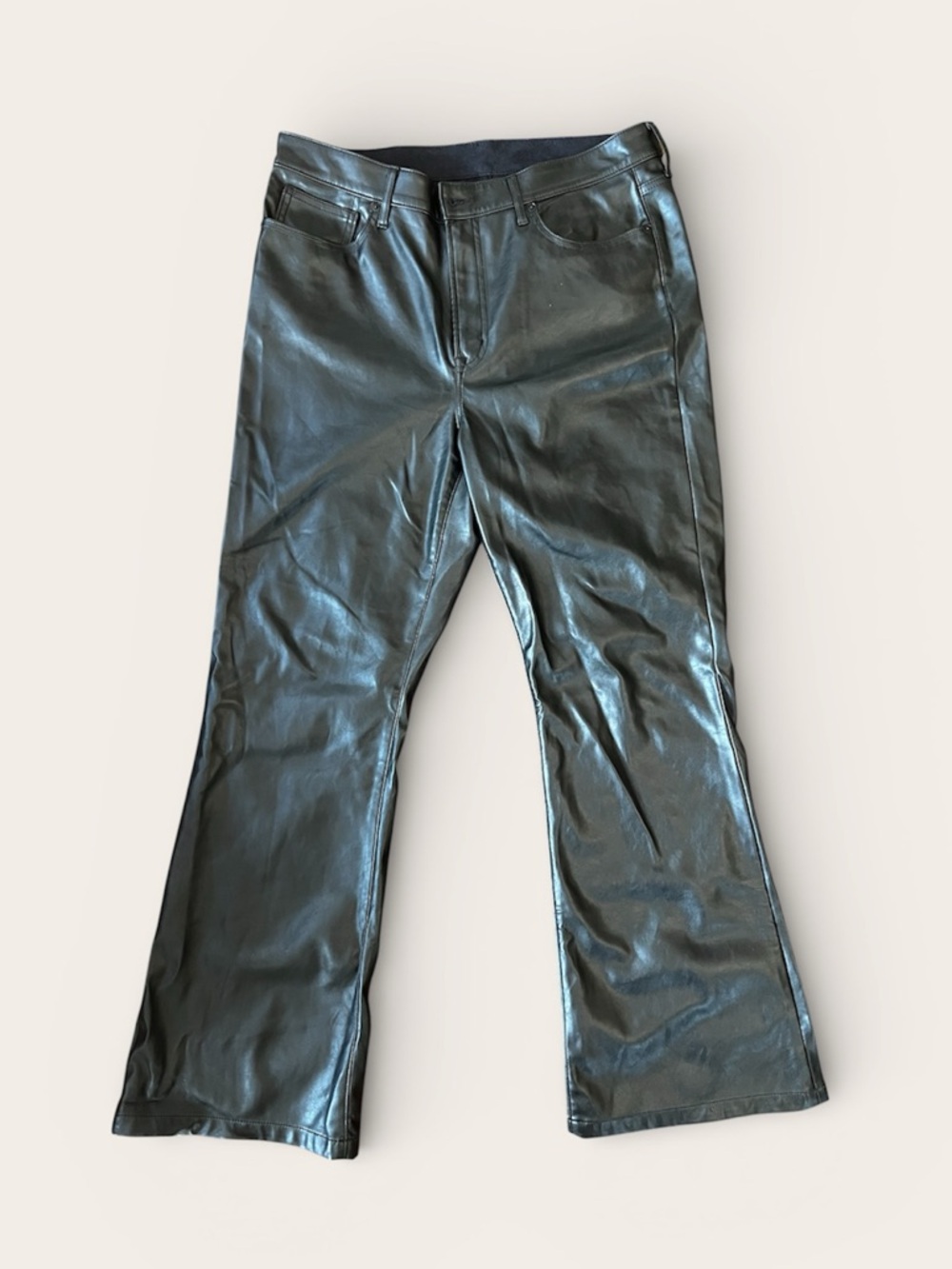 GAP Black Vegan Leather '70s Flare Pants